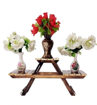 Wooden Multipurpose Folding Pots & Planters Stand With 3 Rack - Free Size, Wooden, Folding, Pack of1